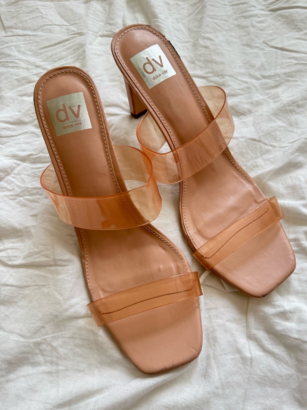 DV Dolce Vita Women's Selsta Strappy See Through Block Heel Sandals Size 11